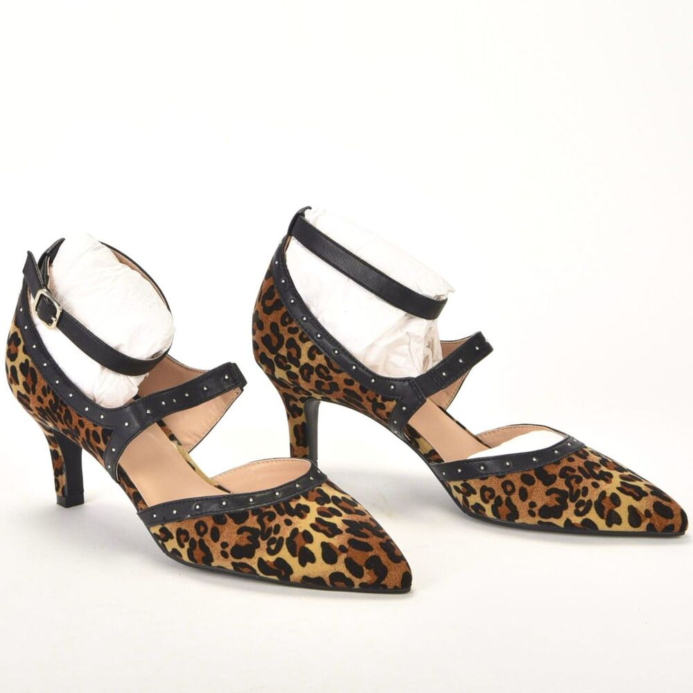 Array Leopard Print Leather Fabric Criss Cross He… - image 4